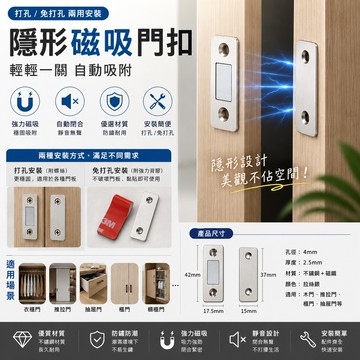 【 磁鐵門扣】門吸 隱形門吸 自動關門器 磁性門吸 自動關門 自動閉門器 強磁吸門器 磁鐵門吸