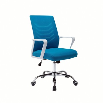 【E-home】Baez貝茲扶手半網可調式白框電腦椅-三色可選(電腦椅水藍