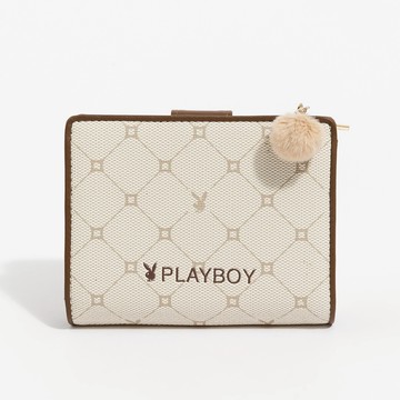 PLAYBOY - 短夾  Bunny Lattice系列 - 咖啡色