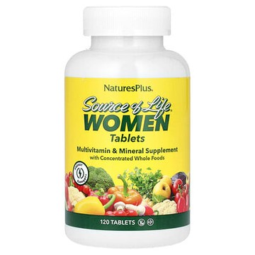 NaturesPlus, Source of Life®，女性，，含濃縮全食的多維生素和礦物質補劑，120 片
