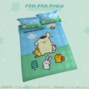 布丁狗-可水洗四季涼被-野餐款 藍-100%精梳棉-台灣製造