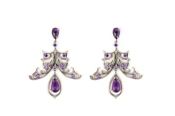 【畢業禮物】【聖誕禮盒】--紫色鋯石S925耳釘/耳環/耳夾