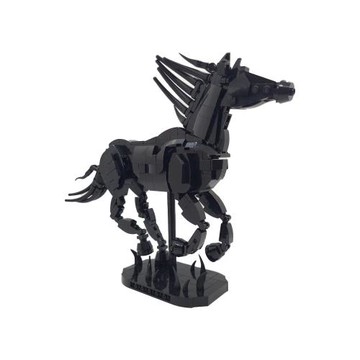 積木佳磚跨境玩具外貿創意黑馬奔馬模型小顆粒益智亞馬遜熱賣