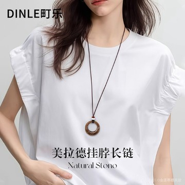 【臺灣出貨】美拉德圓環吊墜項鏈女2025新款高級感輕奢小衆夏季毛衣鏈日常百搭 1UTB