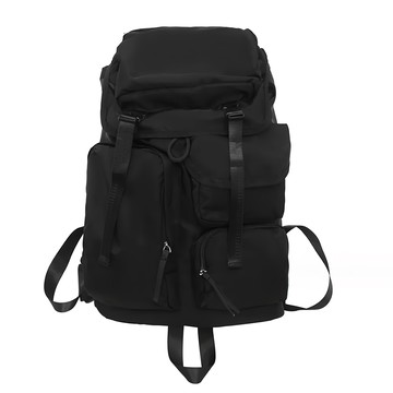 E.City 日系大容量多隔袋腰扣背包 黑色 防潑水尼龍+網布  60 x 32 x 16cm