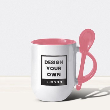 【客製化禮物】帶匙陶瓷內彩杯│禮物/情人節/父親節/馬克杯