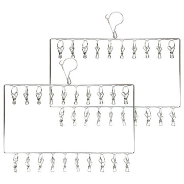 20夾不鏽鋼衣襪架 Set  銀色  37 x 25cm