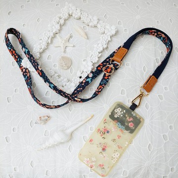 三合一多功能深藍色韓國棉布手機斜背繩/斜背帶/背繩/掛繩