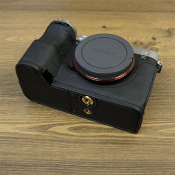 適用索尼ILCE-7c2真皮相機包保護套 a7c2半套 a7c2底座 a7c2外殼