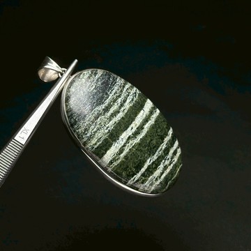 印度蛇紋石｜印度手工純銀包框 天然石項鍊 S25AB18-034