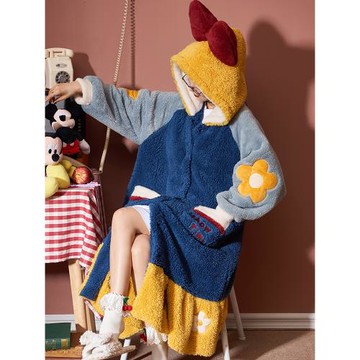 白雪公主睡袍女秋冬珊瑚絨長款睡衣套裝加厚加絨法蘭絨家居服冬季