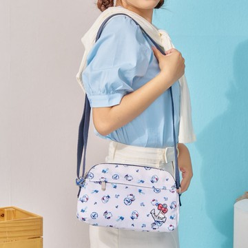 【Hello Kitty】皇家航海-雙拉鍊側背包-白