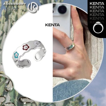 🌾健太選物🌾波浪笑臉花戒指 日系戒指 滴釉感 彩色清新戒指 可愛戒指 手飾品 情侶戒指