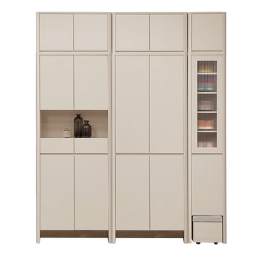 直人木業-UL莫蘭迪奶油風高被櫥玄關鞋櫃組199公分(中空79公分+四門79公分+玄關櫃41公分)