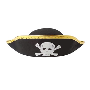 摩達客 COSPLAY派對變裝扮 硬式黑金造型海盜帽(大)  金色  1個