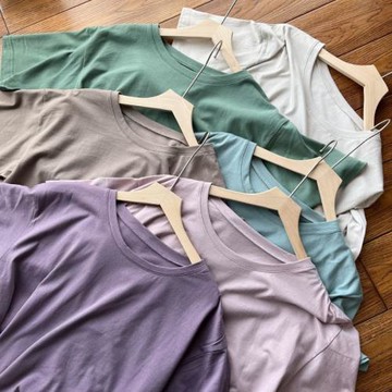 日單簡約基礎款有機棉短袖T恤打底衫 純色圓領 特