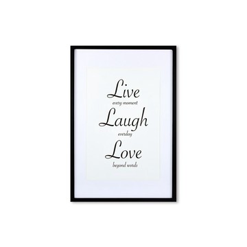 裝飾畫相框 Cursive Quote Live Laugh Love 黑色框 63x43cm