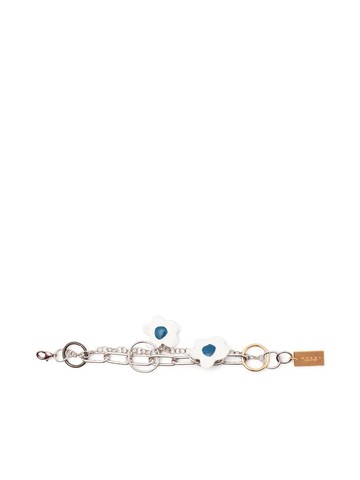 Marni - chain-link layered charm bracelet - women - Brass - One Size - White