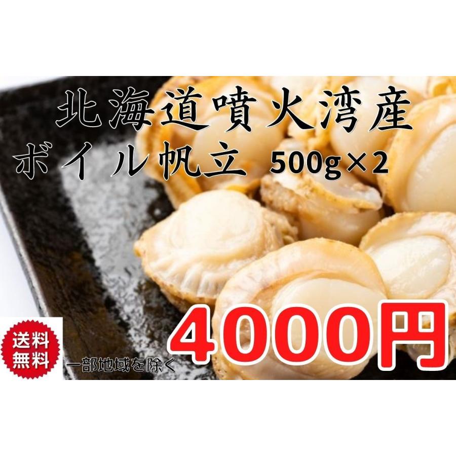 北海道噴火湾産　冷凍　ボイルホタテ　500g×2　北海道産　ほたて 　帆立　海産物