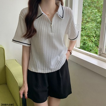 翻領Polo衫短袖T恤女夏季寬鬆ins學院風學生百搭閨蜜裝上衣潮