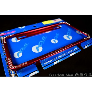 機車專用 K&S 紅色 水鑽 大牌框 小七碼牌框 小7碼牌框 7碼牌框 牌框 長度26公分