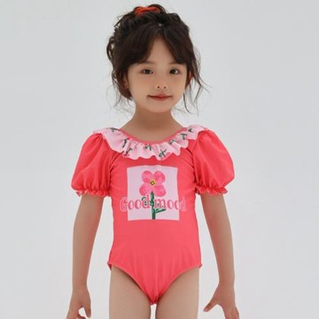 跨境兒童游泳衣連體飛邊女童2023韓國中小童女孩可愛泳裝學生溫泉