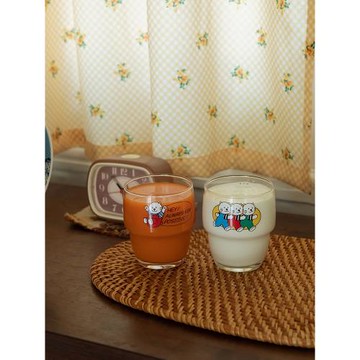 韓國dailylike可愛印花情侶ins親子迷你透明玻璃水杯果汁牛奶杯子