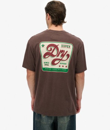 Superdry Men's Tap Room Oversized T-shirt Brown Size: M