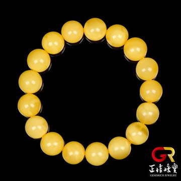 【正佳珠寶】蜜蠟琥珀 頂級白金滿蜜 10.8-11.3mm 白花蜜蠟手珠｜日本彈力繩