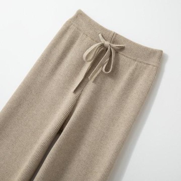 羊毛針織窄版小個子直筒褲女秋冬加厚垂感褲子羊絨顯瘦闊腿褲