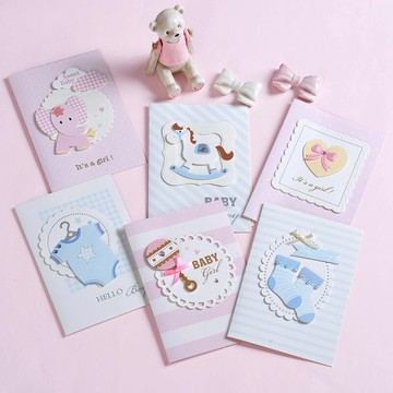 創意韓國小清新卡通寶寶滿月酒周歲生日請帖百日宴請柬彌月之喜帖兒童生日答謝邀請函賀卡 定制打印MINI-1812