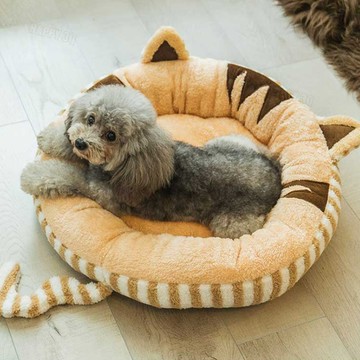 貓窩貓墊子狗窩寵物窩動物窩中小型犬保暖防寒毛毯寵物床墊-粉/棕【AAA3064】