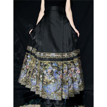 子爵秋色-孔雀繁花原創明制漢服國風仿點翠妝花馬面裙通勤女春夏