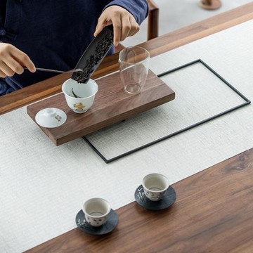 草木祠 鐵藝黑胡桃木組合壺承日式創意干泡臺小茶盤禪意中式茶托