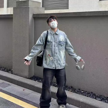 美式復古水洗牛仔夾克男潮流街頭高級情侶痞帥百搭外套男