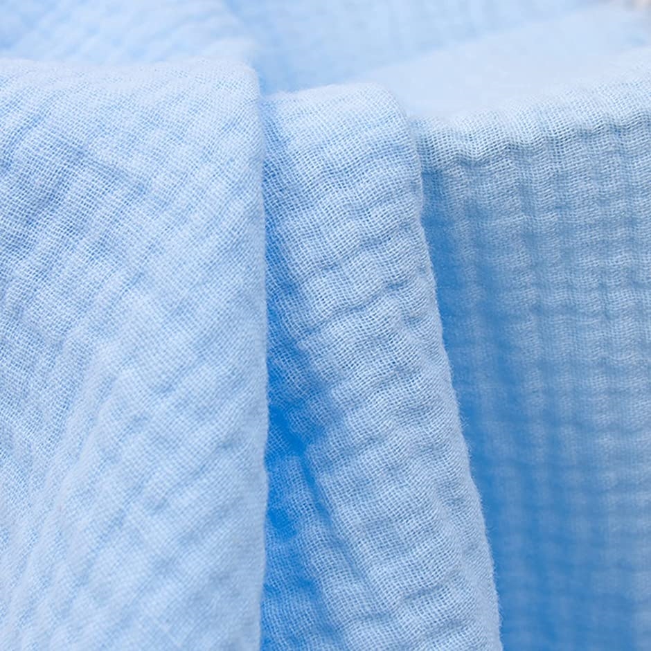 ダブルガーゼ 生地 無地 カラー 綿 コットン 布 ハンドメイド モコモコ ブルー 幅約135cm長さ約2m( ブルー)