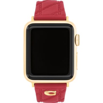 COACH Apple Watch 錶帶 38/40/41mm適用 紅色菱格紋矽膠錶帶 情人節送禮推薦 (不含手錶)
