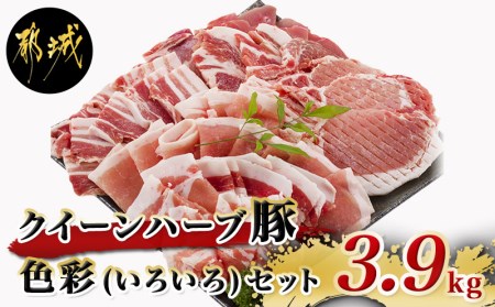 「クイーンハーブ豚」色彩(いろいろ)3.9kgセット_AD-2903_(都城市) 豚肉を堪能 小分け 一人暮らし カット×部位が8種類楽しめる 食べ比べ しゃぶしゃぶ 焼肉 とんかつ用 ロース肉 ウデ肉 バラ肉 合計13P