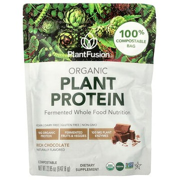 PlantFusion, 有機植物蛋白質，濃鬱巧克力味，22.85 盎司（647.8 克）