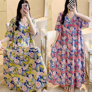 【韓國K.W.】現貨棉綢親膚高質感碎花休閒居家服睡衣(渡假風/棉綢/輕薄共2色)