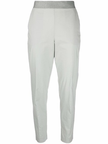 Le Tricot Perugia - contrast-waist tapered trousers - women - Cotton/Spandex/Elastane - 46 - Green