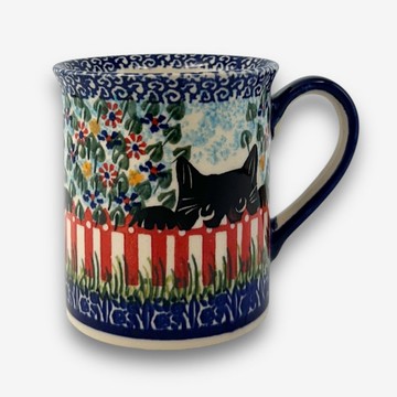 波蘭手繪手工陶-馬克杯 280ml 黑貓花園系列
