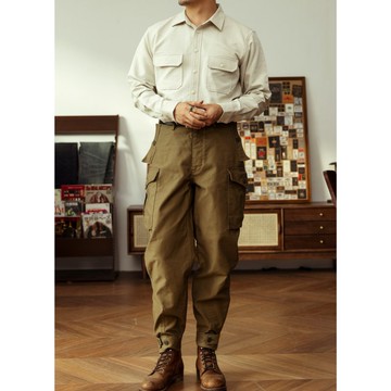 工裝褲 地勤工作服 軍褲 深卡其色 斜紋布料 GROUND CREW TROUSER