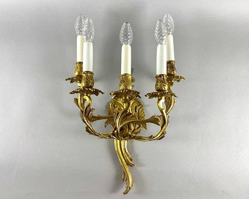 帶五個壁燈的豪華壁燈 |復古鍍金青銅壁燈