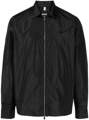 BOSS - logo-embroidered zip-up jacket - men - Polyester - XXXL - Black