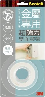 3M V1201 金屬專用 超強利雙面膠帶-12mmX1.5m / 個【APP滿額下單10%點數(單一帳號最高5000點)】1/31止