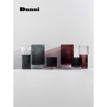 Dnnni寬口玻璃花瓶擺件家居客廳樣板房店鋪喬遷禮物簡約軟裝飾品