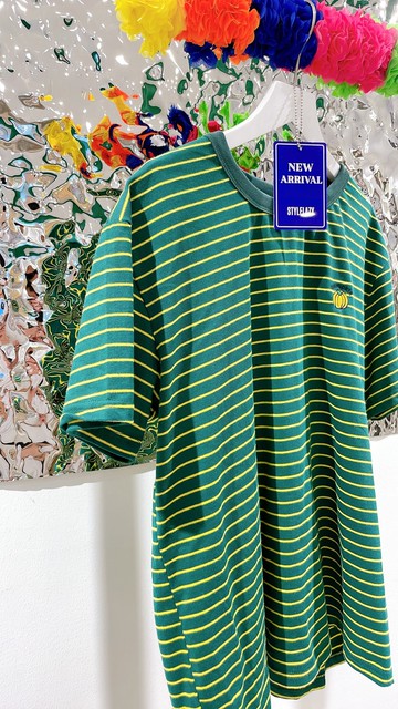 綠黃繡花仔TEE