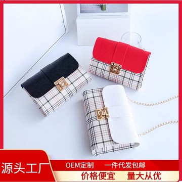 爆款尾貨格紋小方包少女ins口紅手機包韓版小眾單肩斜跨包包女