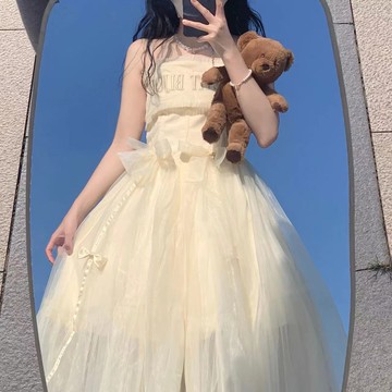 輕柔感洛麗塔連衣裙女夏季設計感小眾長裙2022新款中學生甜美裙子